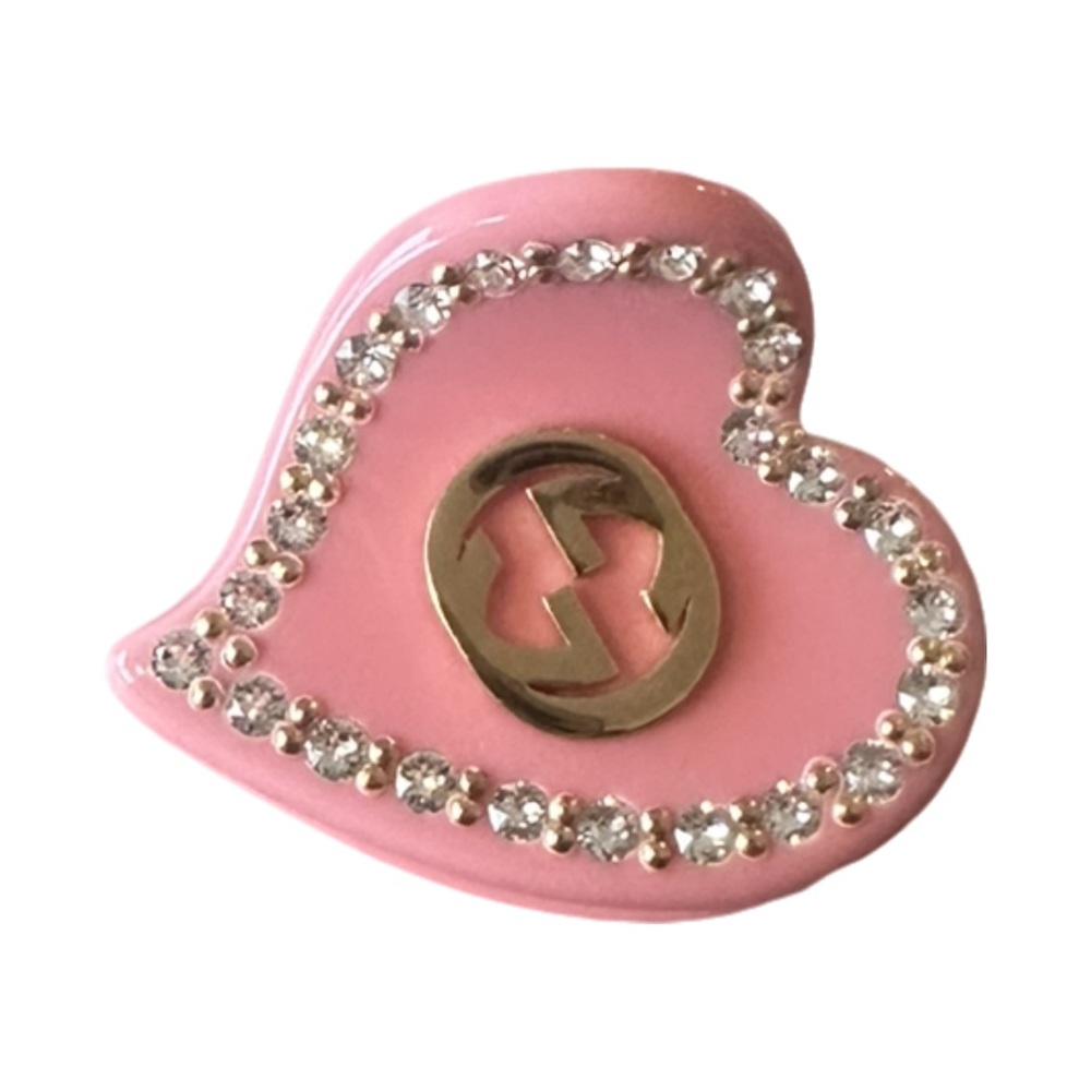 Gucci Pink Rhinestone GG Logo Interlocking Hair Clip